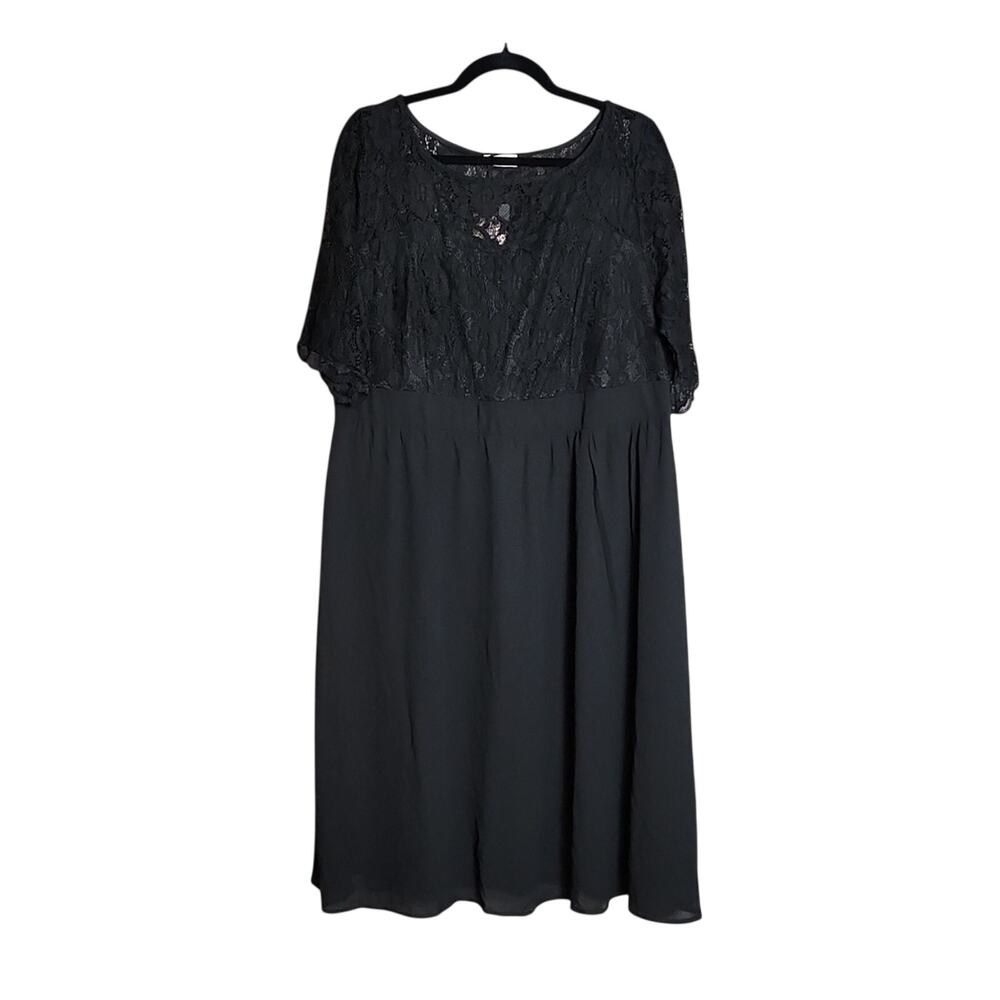 Pinup Fashion NWT Black Lace Chiffon Midi Dress Size 18 Cocktail